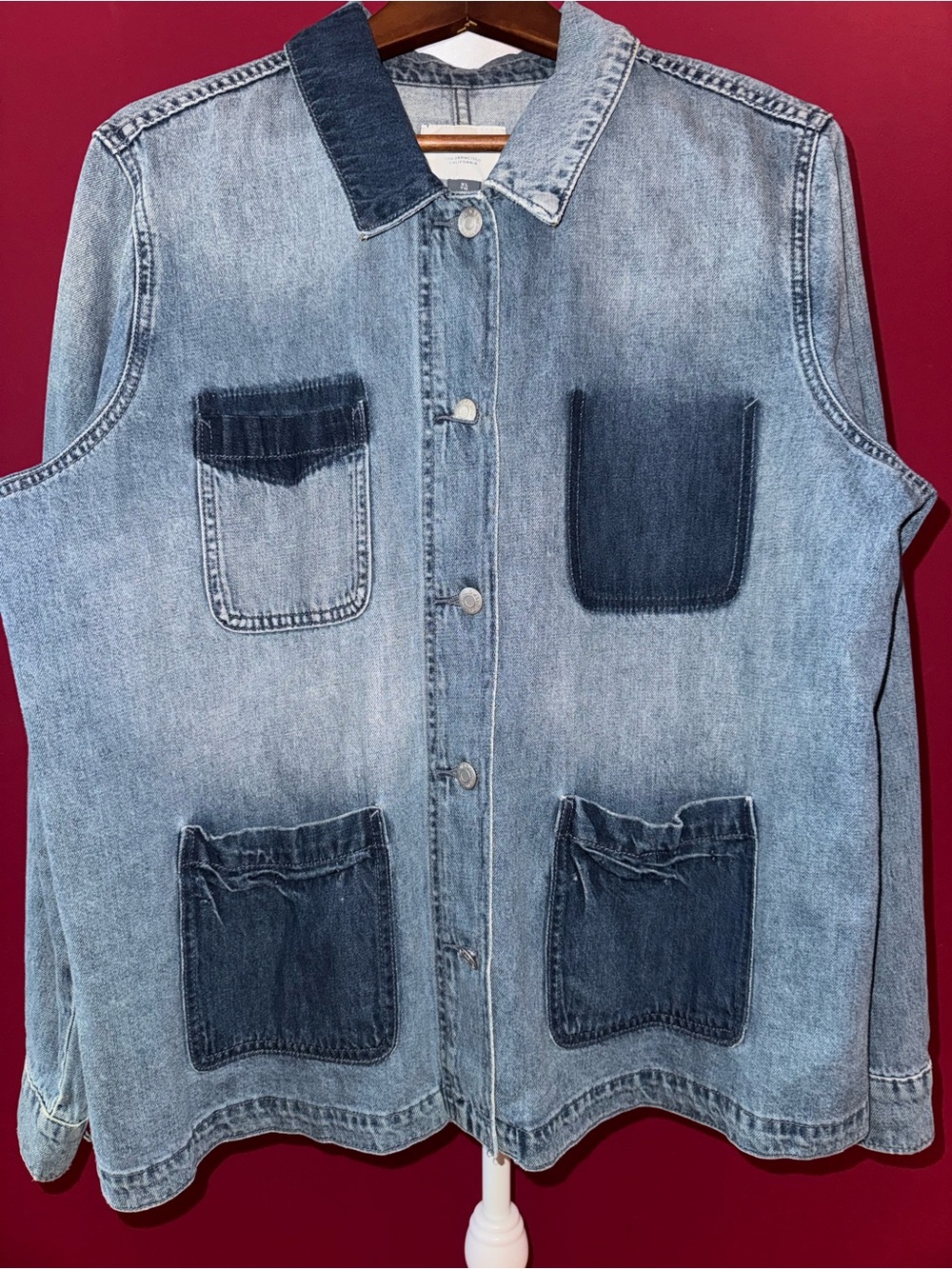 Old Navy Two-Tone Blue Patch Pocket Denim Jacket XL